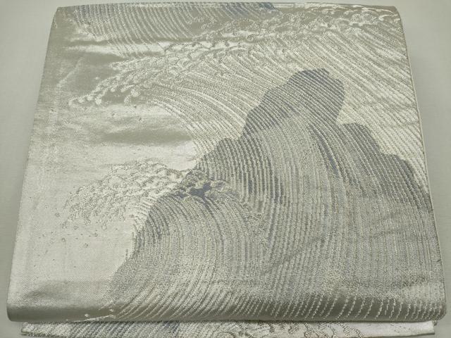 平和屋着物◎六通柄 京袋帯 立波文 銀糸 正絹 逸品 CABF6588ou