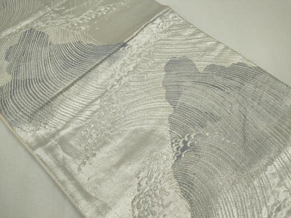 平和屋着物◎六通柄 京袋帯 立波文 銀糸 正絹 逸品 CABF6588ou