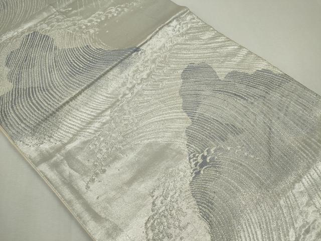 平和屋着物◎六通柄 京袋帯 立波文 銀糸 正絹 逸品 CABF6588ou