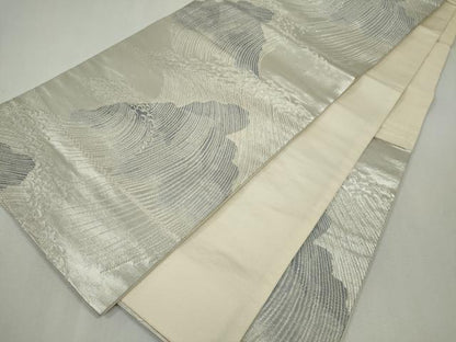平和屋着物◎六通柄 京袋帯 立波文 銀糸 正絹 逸品 CABF6588ou