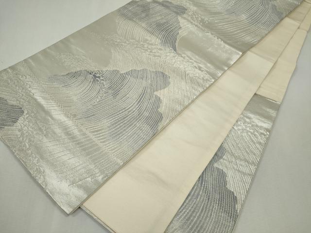 平和屋着物◎六通柄 京袋帯 立波文 銀糸 正絹 逸品 CABF6588ou