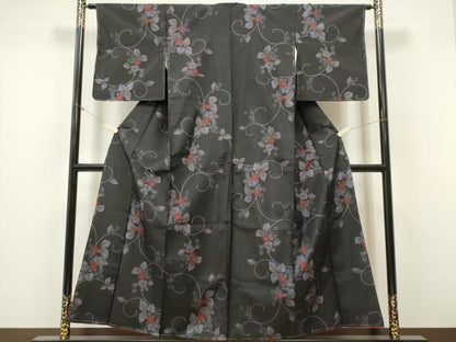 平和屋着物■上質な紬 蔦の葉文 正絹 逸品 未使用 CABF6591ou