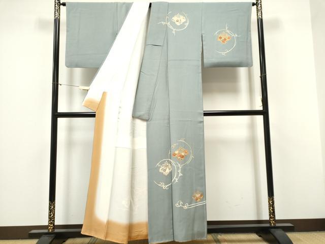 平和屋着物■訪問着 刺繍 草花文 金彩 正絹 逸品 CABF6595ou