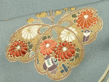 平和屋着物■訪問着 刺繍 草花文 金彩 正絹 逸品 CABF6595ou