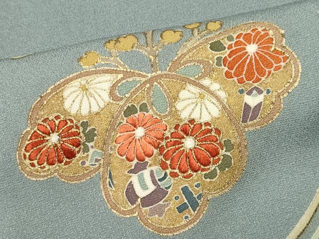 平和屋着物■訪問着 刺繍 草花文 金彩 正絹 逸品 CABF6595ou