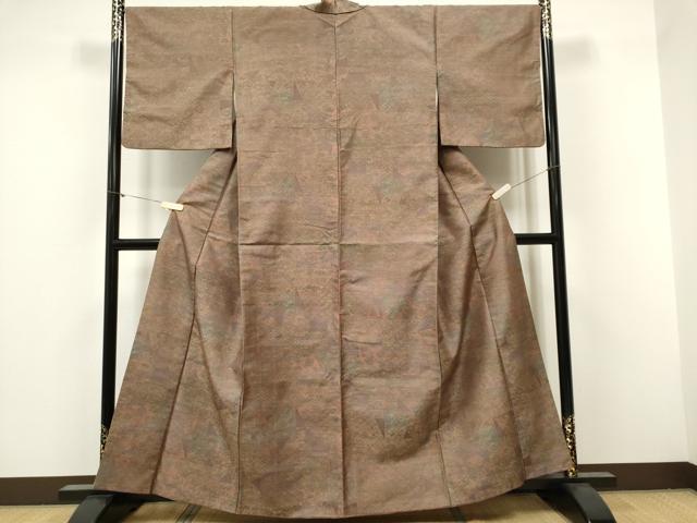 平和屋着物■上質なお召 吉祥文 正絹 逸品 CABF6597ou