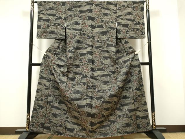 平和屋着物■上質な紬 霞草花文 正絹 逸品 未使用 CABF6599ou