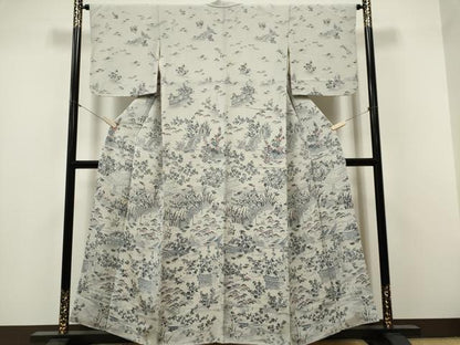 平和屋着物■訪問着 風景文 鬼しぼ縮緬 正絹 逸品 CABF6600ou