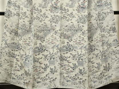 平和屋着物■訪問着 風景文 鬼しぼ縮緬 正絹 逸品 CABF6600ou