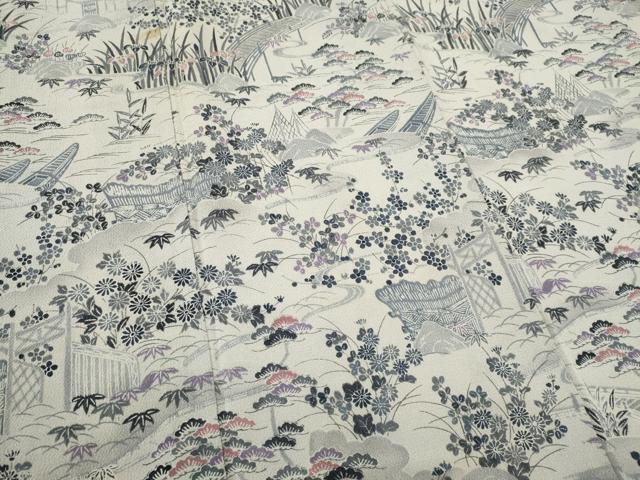 平和屋着物■訪問着 風景文 鬼しぼ縮緬 正絹 逸品 CABF6600ou