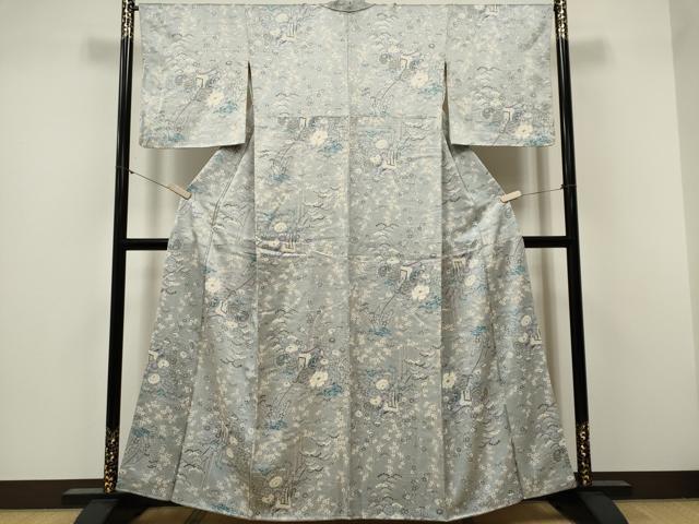 平和屋着物■上質な小紋 御所車花文 正絹 逸品 CABF6605ou