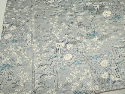 平和屋着物■上質な小紋 御所車花文 正絹 逸品 CABF6605ou