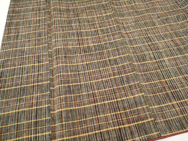 平和屋着物■上質な紬　格子柄　正絹　逸品　未使用　CABF6615ou
