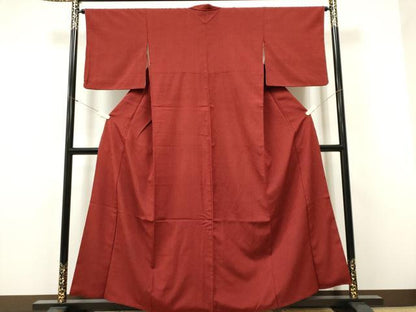 平和屋着物■江戸小紋　万筋　赤色×黒色　正絹　逸品　CABF6616ou
