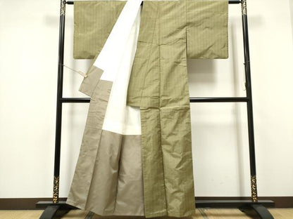 平和屋着物■本場大島紬　100亀甲　縞　正絹　逸品　CABF6617ou