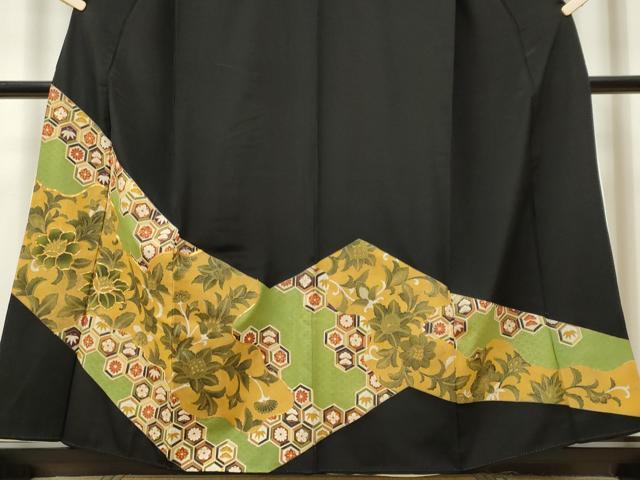 平和屋着物■豪華黒留袖　駒刺繍　吉祥草花文　金彩　正絹　逸品　CABF6619ou