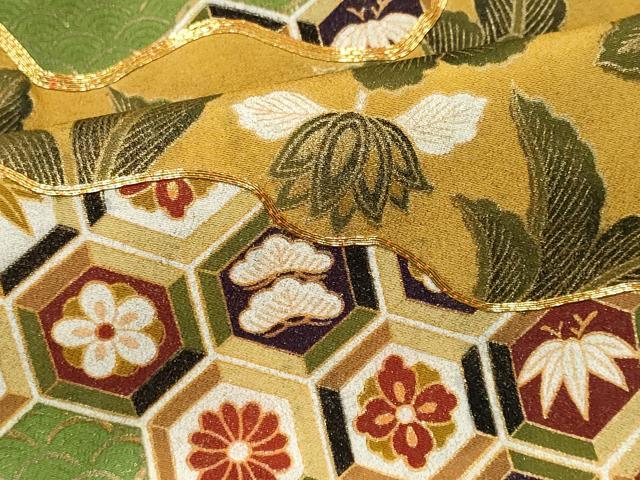 平和屋着物■豪華黒留袖　駒刺繍　吉祥草花文　金彩　正絹　逸品　CABF6619ou