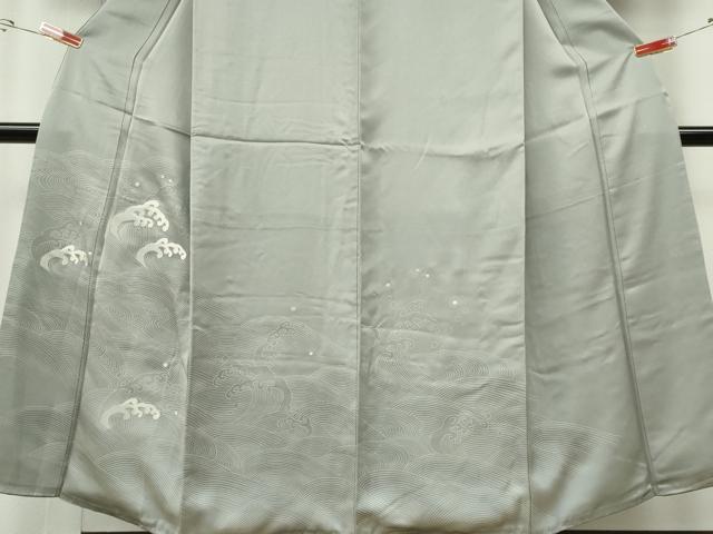 平和屋着物■色留訪問着　刺繍　立波文　正絹　逸品　CABF6624ou
