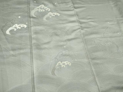 平和屋着物■色留訪問着　刺繍　立波文　正絹　逸品　CABF6624ou