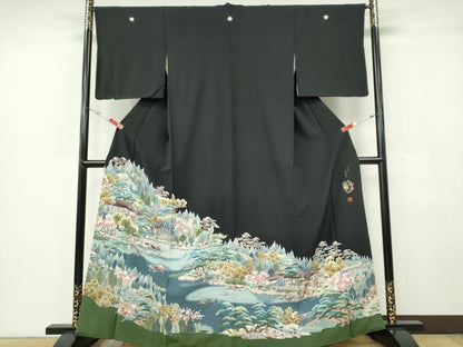 平和屋着物■豪華黒留袖　作家物　風景文　正絹　逸品　CABF6625ou