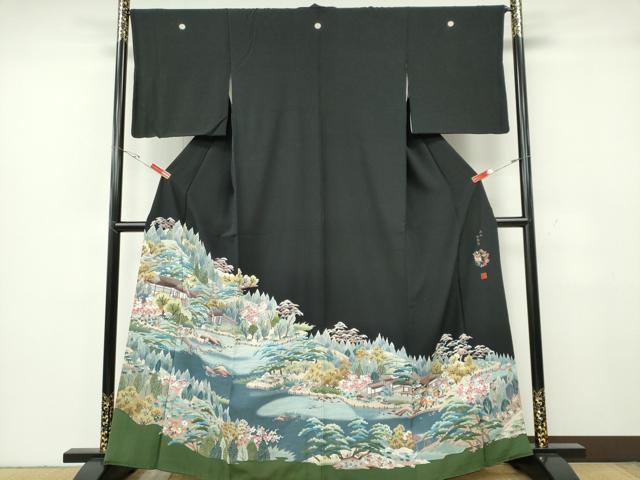 平和屋着物■豪華黒留袖　作家物　風景文　正絹　逸品　CABF6625ou