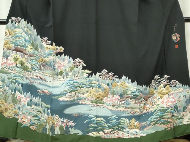 平和屋着物■豪華黒留袖　作家物　風景文　正絹　逸品　CABF6625ou