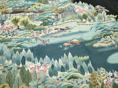 平和屋着物■豪華黒留袖　作家物　風景文　正絹　逸品　CABF6625ou