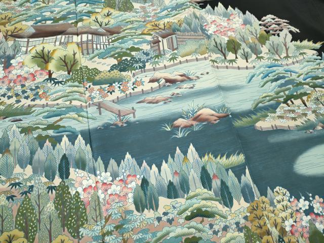 平和屋着物■豪華黒留袖　作家物　風景文　正絹　逸品　CABF6625ou