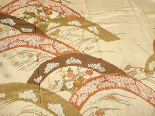 平和屋着物■訪問着　絞り　草花文　金彩　正絹　逸品　CABF6627ou