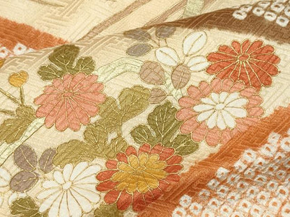 平和屋着物■訪問着　絞り　草花文　金彩　正絹　逸品　CABF6627ou