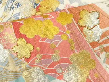 平和屋着物■豪華振袖　駒刺繍　几帳吉祥花文　暈し染め　金銀彩　正絹　逸品　CABF6630ou