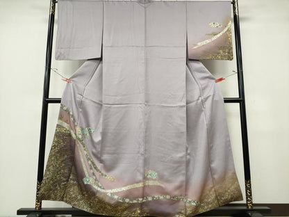 平和屋着物■訪問着　地紙草花文　暈し染め　金銀彩　正絹　逸品　CABF6632ou