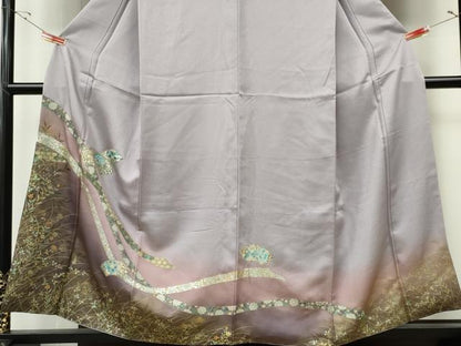 平和屋着物■訪問着　地紙草花文　暈し染め　金銀彩　正絹　逸品　CABF6632ou