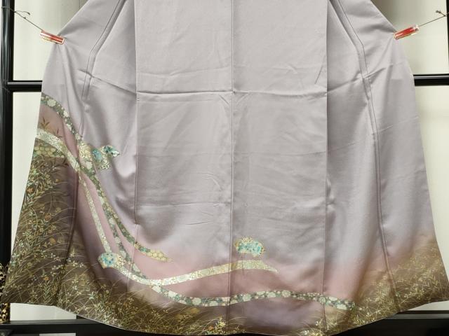 平和屋着物■訪問着　地紙草花文　暈し染め　金銀彩　正絹　逸品　CABF6632ou