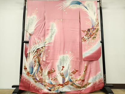 平和屋着物■豪華振袖　流水孔雀花文　暈し染め　金彩　正絹　逸品　CABF6633ou