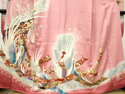 平和屋着物■豪華振袖　流水孔雀花文　暈し染め　金彩　正絹　逸品　CABF6633ou