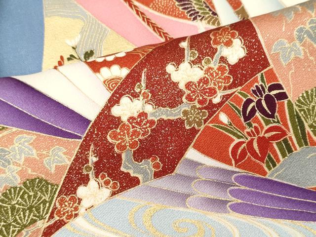 平和屋着物■豪華振袖　流水孔雀花文　暈し染め　金彩　正絹　逸品　CABF6633ou