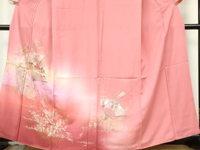 平和屋着物■訪問着　扇面花文　暈し染め　金銀彩　正絹　逸品　CABF6636ou