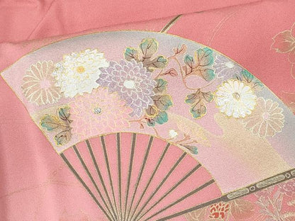 平和屋着物■訪問着　扇面花文　暈し染め　金銀彩　正絹　逸品　CABF6636ou