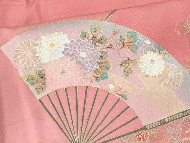 平和屋着物■訪問着　扇面花文　暈し染め　金銀彩　正絹　逸品　CABF6636ou