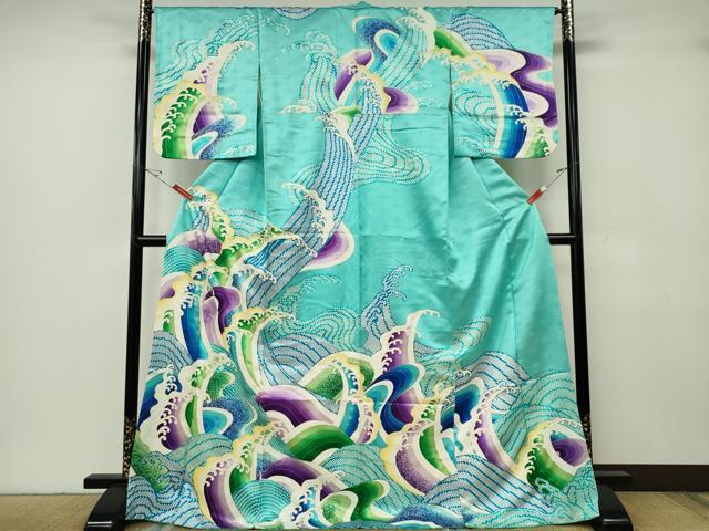 平和屋着物■訪問着　立波文　暈し染め　金彩　ロング丈　正絹　逸品　CABF6637ou