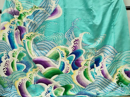 平和屋着物■訪問着　立波文　暈し染め　金彩　ロング丈　正絹　逸品　CABF6637ou