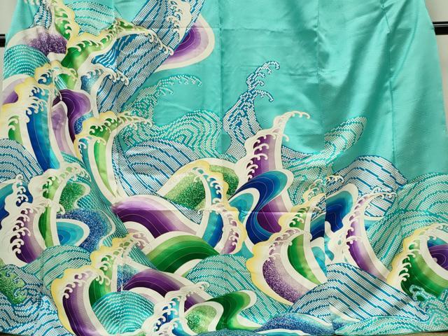 平和屋着物■訪問着　立波文　暈し染め　金彩　ロング丈　正絹　逸品　CABF6637ou