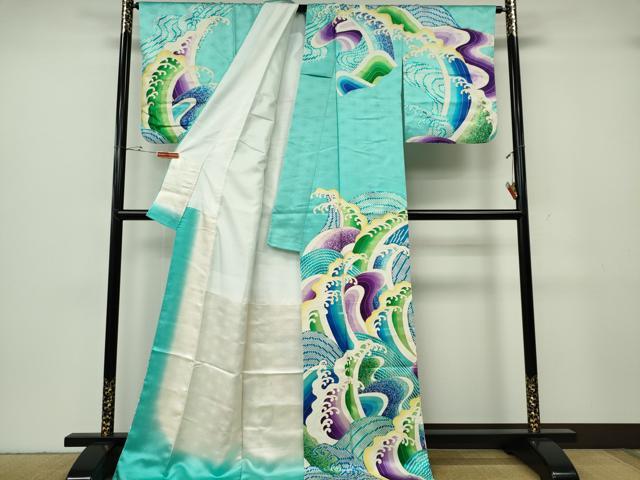 平和屋着物■訪問着　立波文　暈し染め　金彩　ロング丈　正絹　逸品　CABF6637ou
