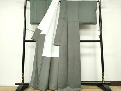 平和屋着物■上質な色無地　利休鼠色　正絹　逸品　CABF6638ou