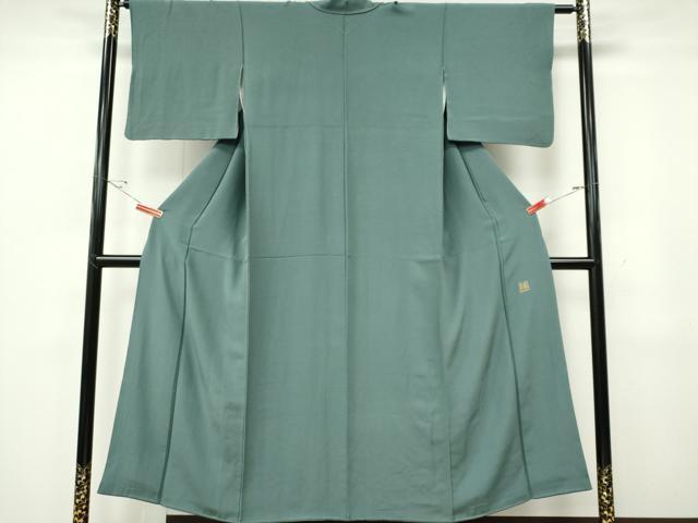 平和屋着物■上質な色無地　作家物　千草色　正絹　逸品　CABF6641ou