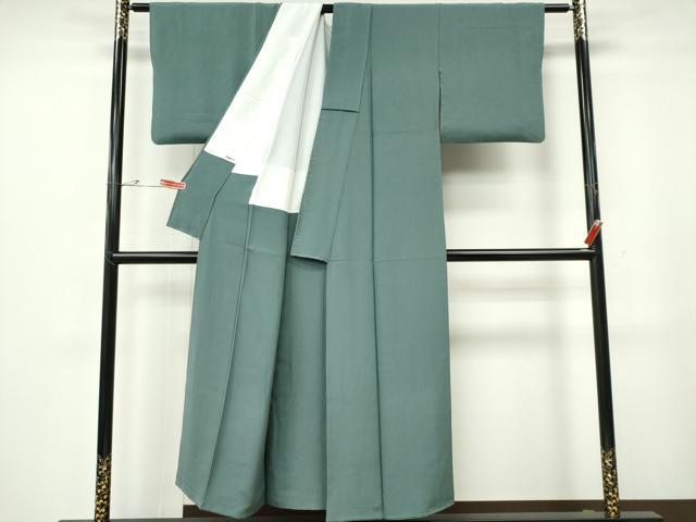 平和屋着物■上質な色無地　作家物　千草色　正絹　逸品　CABF6641ou