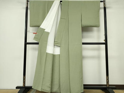平和屋着物■上質な色無地　裏葉柳色　正絹　逸品　CABF6642ou