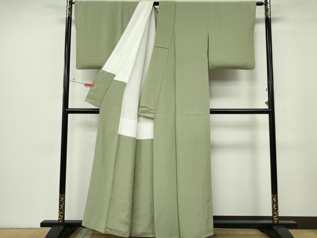 平和屋着物■上質な色無地　裏葉柳色　正絹　逸品　CABF6642ou