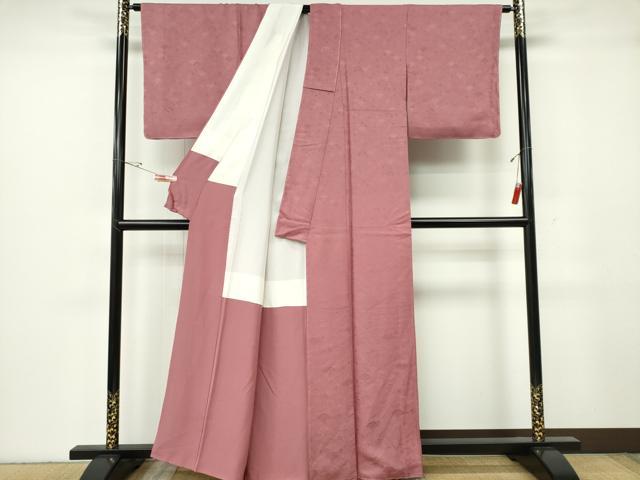 平和屋着物■上質な色無地　青海波花地紋　退紅色　正絹　逸品　CABF6646ou